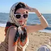 Bufanda de seda sintética para mujer, pañuelo cuadrado grande, pañuelo de gasa, chal de verano de alta gama para habitaciones con aire acondicionado, bufanda cuadrada cálida 90x90