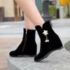 Botas de moda para mujer estilo Martin de ante, de corte bajo, con decoración de pedrería, botas casuales, botas con plataforma interior de cuña, tallas 33-43, botas de comercio exterior