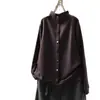 Nuevo Producto Otoño/Invierno 2026 Estilo Coreano Holgada Casual Camiseta Térmica de Manga Larga con Cuello Alto y Botones para Mujer MHT
