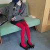 IOULOR Corea del Sur Popular en Internet Medias Planas Color Sólido Carmesí Profundo Life Plus Leggings de Entrepierna Pantalones Combinables para Otoño/Invierno