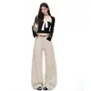 Pantalones casuales de pierna ancha con textura nueva de color Naranja Juvenil para mujer, corte holgado, adelgazantes, simples y versátiles, pantalones de pierna curva de moda