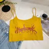 Camisola Estilo Hot Girl con Copas, Top Corto de Verano sin Mangas con Estampado de Letras, Ajustado, Se Puede Usar como Ropa Interior o Exterior