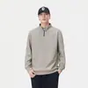 Roupas Masculinas Fengshe / Moletom com Zíper Primavera e Outono Manga Longa Masculina 2026 Novo Pulôver Solto Gola Alta Camiseta Básica Top