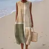 Nuevo Estilo Europeo y Americano Primavera y Verano Sin Mangas Casual Estampado Elegante Vestido Largo Ajustado Fresco Vestido Casual
