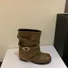Botines cortos para mujer con tacón grueso, nuevos botines de otoño e invierno 2026 para mujer, botines Martin retro western, botines cortos plisados apilados para mujer