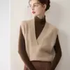 Bai Cai Rong Estilo Nuevo Otoño e Invierno 100% Cachemira Chaleco Chaleco Prendas de Punto Ropa Exterior Suave Color Sólido Suéter Abrigo