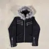 Novedad Otoño/Invierno Transfronterizo Retro Diseño Multibolsillos con Cremallera Sudadera con Capucha Deportiva Cuello de Piel Sudadera con Capucha Chaqueta Estilo Calle Oscura