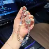 Llavero de coche con cadena de cristal facetado de mariposa de cristal muy elegante y único, correa de teléfono de moda y personalizada, accesorio para bolso