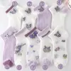 Meias Infantis de Verão Finas para Meninas Desenho Animado Kuromi Curtas de Malha Respiráveis para Crianças Grandes, Médias e Pequenas e Estudantes