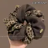 Scrunchie floral estilo coreano para mulheres, elástico de cabelo de alta qualidade, corda de cabelo para rabo de cavalo alto, acessório de cabelo elástico floral extra grande