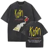 Camiseta Korn Ftl 25 Follow Lavada Vintage Banda de Rock Masculina Gótica Casual Camiseta Masculina Camiseta Masculina Vintage
