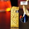 Criativo duplo fogo direto conversão de soco fogo aberto inflável isqueiro metal tridimensional relevo dragão isqueiro masculino