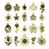 1 Peça de Pingente Charme de Liga Antiga Galvanizada Cor Verde Rosa Girassol Flor de Ameixa para Pulseira Colar Joias Acessórios de Vestuário DIY