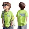 Camiseta de verano para niño estilo coreano, corte holgado para niños de mediana edad, nuevo modelo 2026, top transpirable 100% algodón para niños