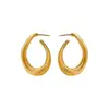 Pendientes de Metal Estilo Europeo y Americano Transfronterizo Aguja de Plata Trenzados Huecos Forma de Gota de Agua Pendientes Estilo Frío Lujo Ligero Sensación de Alta Gama Adornos para Orejas para Mujer