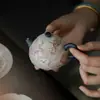 Tetera Cerámica Pequeña de Arcilla Roja Pintada a Mano de la Dinastía Tang y Song, Zorro de Nueve Colas, con Filtro de Agujero de Bola para Uso Doméstico, Juego de Té Kung Fu, Tetera de Concubina Imperial
