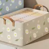 Armazenamento de Roupas Casa Dormitório Guarda-roupa Pequeno de Margaridas Caixa de Armazenamento com Estrutura de Aço Caixa de Armazenamento de Tecido para Calças Cesta de Armazenamento Roupas