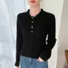Suéter de Cachemira para Bebé Cárdigan Tejido Camisa Polo con Corbata y Bolsillo para Mujer Suéter Suelto Suéter de Cachemira Chaqueta Versátil