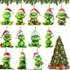 Decoración Popular Navideña Transfronteriza Grinch Bebé Colgante Decoración Árbol de Navidad Colgante Acrílico Plano Pequeño Colgante