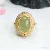 Anillo de Jade Hetian Natural Guan Yu Anillo de Jade Agua Clara Joyería Estilo Palacio Venta al por Mayor Dropshipping S4051703L