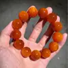 Pulsera de Madera de Semilla de Pino del Noreste para Hombres, Madera de Ámbar de Madera de Madera de Ámbar del Monte Changbai, Cuentas de Madera de Dragón de Sangre Completamente Translúcidas, Pulsera de Madera Natural