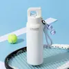Taza térmica de apertura rápida con un solo toque, taza con pajilla de acero inoxidable 316, diseño elegante para mujeres y hombres, botella de agua portátil, taza de agua portátil para ciclismo