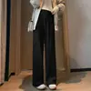 Pantalones de Pierna Ancha de Waffle Suaves y Elásticos para Mujer Estilo Nuevo Primavera y Otoño Caída Cintura Alta Adelgazantes Largos hasta el Suelo Versátiles Sueltos Casuales