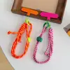Cordão para Celular Cor Dopamina Botão Corda Curta Chaveiro Alça de Pulso Anti-Perda Bolsa Corda Cordão Curto Trançado
