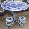 Taburete de mesa de porcelana azul y blanca Taburete cuadrado de cerámica antigua Kit de mesa y silla de cerámica Mesa y silla de balcón exterior para descanso en casa