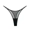 Tanga de malla sexy transparente transfronterizo europeo y americano con tiras finas para mujer, caliente y sexy, pantalones T de corte alto talla grande para mujer, cintura media