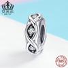 Aifule - Nuevas cuentas espaciadoras de plata de ley S925, cuentas de circón, pulsera DIY, cuentas sueltas, venta transfronteriza, cuentas de plata creativas