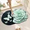 Alfombra de piso antideslizante absorbente de agua con efecto tridimensional 5D de flor de mariposa para baño del hogar, de secado rápido y resistente al desgaste