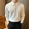 Suéter con Cuello Polo para Hombre Otoño e Invierno Estilo Japonés Solapa Simple Suéter de Punto Estilo Coreano Ins Moda y Guapo Chaqueta Casual