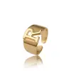 Joyería europea y americana moda creativa anillo de 26 letras inglesas dorado apertura ajustable anillo de temperamento para dama