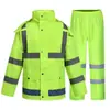 Capa de Chuva Refletiva Conjunto de Calça e Capa de Chuva para Trabalho Chuva ao Ar Livre Administração Rodoviária Saneamento Controle de Enchentes Proteção do Trabalho no Trânsito Capa de Chuva Dividida à Prova de Tempestade