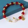 Pulseira Elegante Versátil Personalizada Divertida de Desenho Animado para Mulheres Design de Nicho Ins Joia de Mão com Contas Artesanais Novo Estilo Outono e Inverno