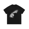 Marca de Tendencia Retro Hip-Hop de Calle Europea y Americana Camisetas Blancas de Manga Corta Holgadas con Lavado Pesado y Estampado Directo con Tinta Blanca para Hombre y Mujer