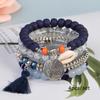 Pulseira Elástica Estilo Novo Boêmio Transfronteiriça Joia Criativa Feminina Pulseira de Contas Multicamadas com Franja Pulseira da Moda