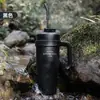Taza para Coche con Asa de Gran Capacidad, Taza Térmica de Acero Inoxidable de Aspecto Elegante y Almacenamiento en Frío para Coche con Popote, Taza Doble Portátil para Beber