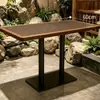 Mesa Booth para Churrasco de Madeira Maciça Beijada pelo Fogo com Vento Selvagem Montanha, Mesa e Cadeiras para Churrasco sem Fumaça a Carvão, Mesa de Jantar para Restaurante de Hot Pot