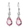 Pendientes de moda transfronteriza que combinan con todo, joyas, brillantes gotas de agua, pendientes de circonita, conjunto de cobre, pendientes largos con borlas de cristal rosa.