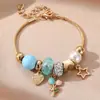 Pulsera de cuentas de resina con flores de dibujos animados de venta cruzada europea y americana, joyería de aleación con colgante de cuentas DIY Panjia al por mayor