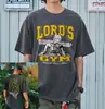 Moda de Rua Europeia e Americana 2025 Caveira Marca Tendência Nova Camiseta Estampada Gótica High Street Camiseta Versátil Gola Redonda