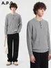 Ropa para Hombre APO Suéter de punto para hombre de manga larga holgado con cuello henley, textura texturizada, estilo old money