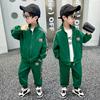 Traje de cinta de cárdigan para niños Primavera y otoño nuevo conjunto de dos piezas de camisa deportiva con cremallera y atractivo para niños ropa para niños