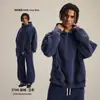Moletom Masculino Tendência Outono e Inverno Novo Estilo Versão Curta Larga Boxy com Lavagem Desgastada e Visual Vintage