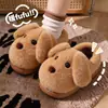 Lindas Pantuflas de Algodón con Cachorros para Mujer Invierno 2026 Nuevos Zapatos de Casa Antideslizantes Cálidos Suela Gruesa Felpa Talón Cerrado Zapatos de Algodón para Hombre