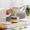 Juego de Té de Viaje Ru Yao Huang traje Tetera de Té Kung Fu Taza Expreso de Cerámica Una Tetera Tres Tazas Actividad de Empresa Ceremonia de Acompañamiento