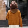 Jaqueta estilosa com capuz para mulheres de meia-idade e idosas, adequada para primavera e outono, uso casual, plus size, peça externa curta e grossa