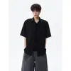 Camisa fina de manga corta de gasa roja tipo burbuja y seda helada para hombre, holgada de verano, cuello camisero, estilo casual, chaqueta camisa protectora del sol